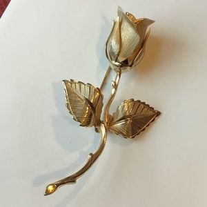 Vintage Gold Tone Giovanni Signed Rose Pin Brooch